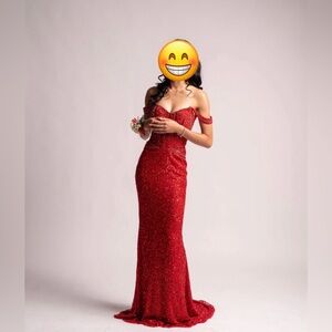 Elegant Red Off-Shoulder Gown